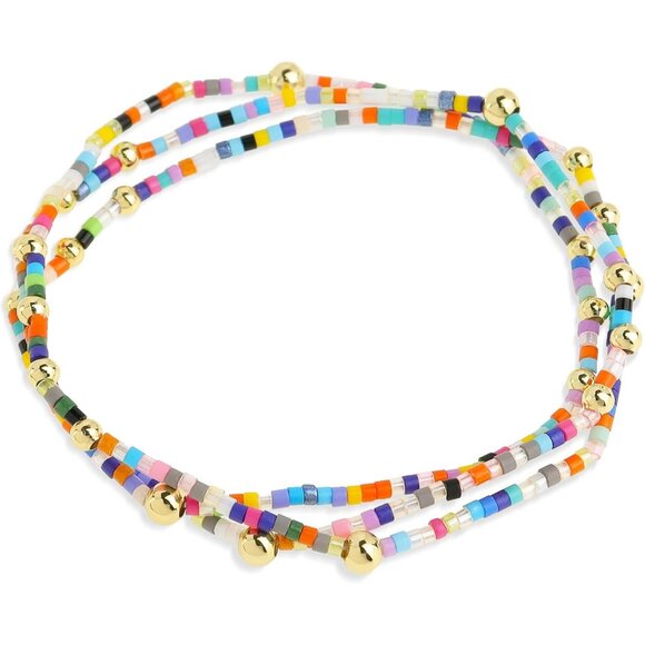 Colorful Seed Beaded Pearl Stackable Stretch Bracelets for Women - Picture 1 of 7